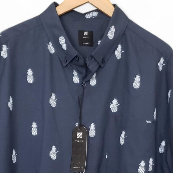 NWT Visive Pineapple Shirt Men's Short Sleeve Button Up Resort Party Casual 3XL - Picture 3 of 6